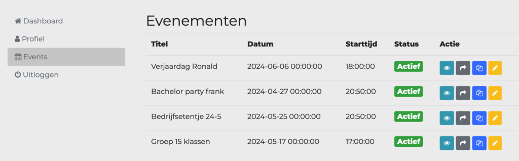 Menu overzicht